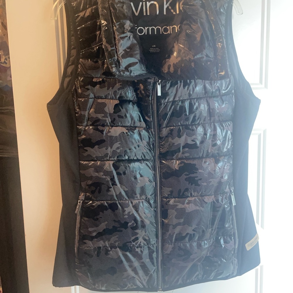 Calvin Klein Black and Gray Camouflage Vest
